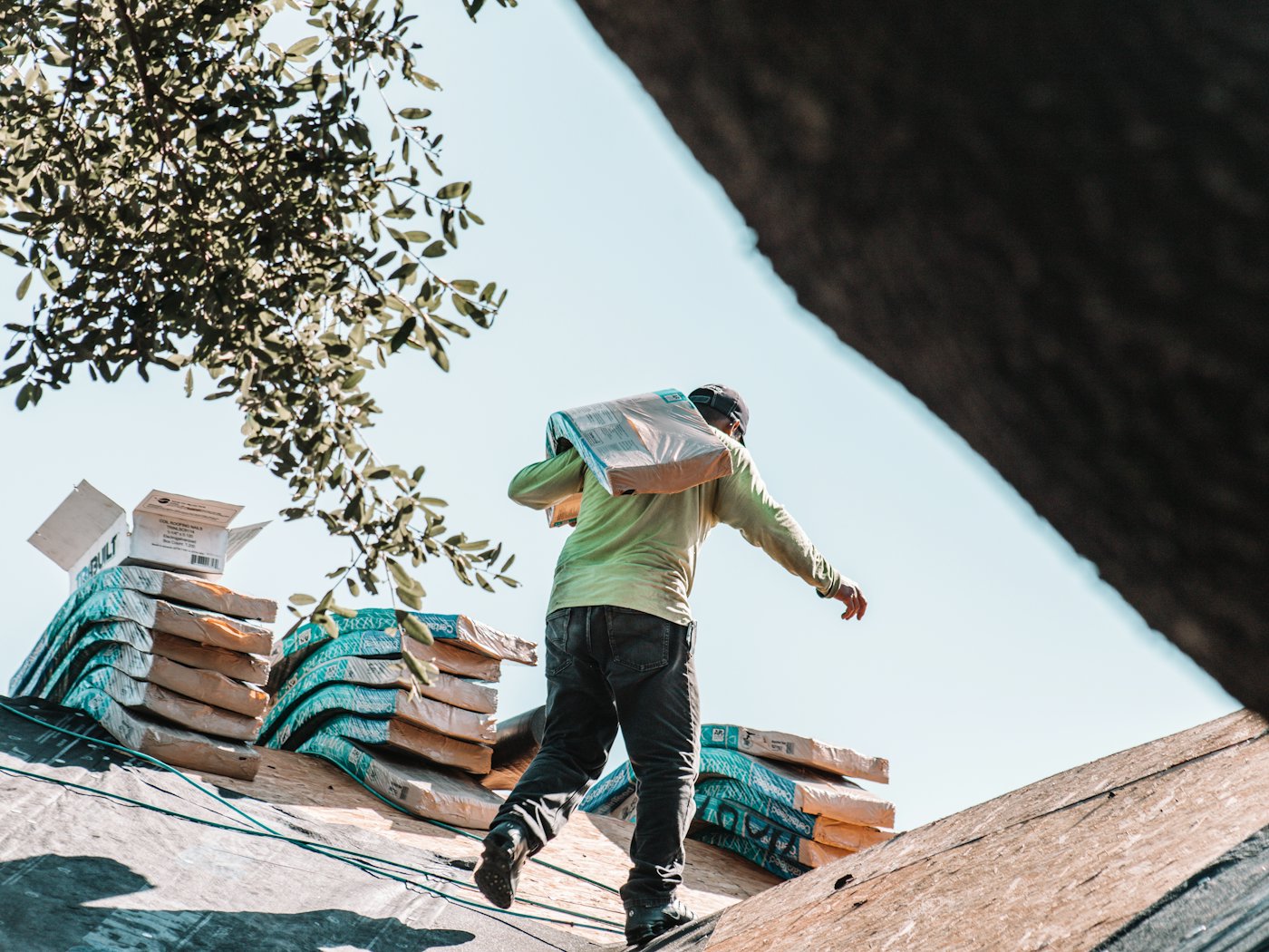 Roofing business at work
